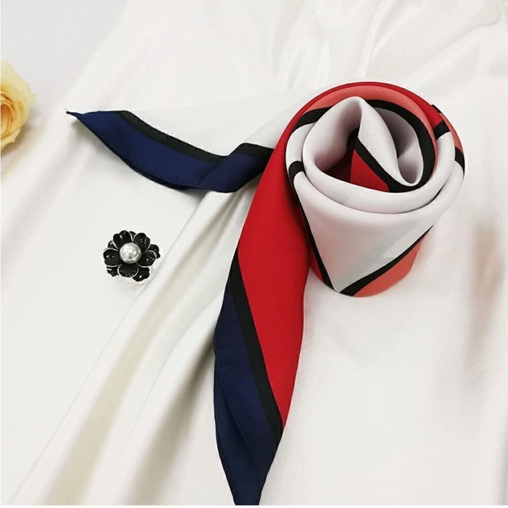 Floral Color Block Silky Scarf - Picture 4 of 5